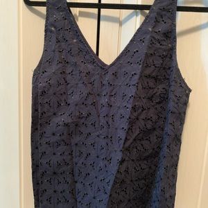 Navy and Black Eyelet Tank